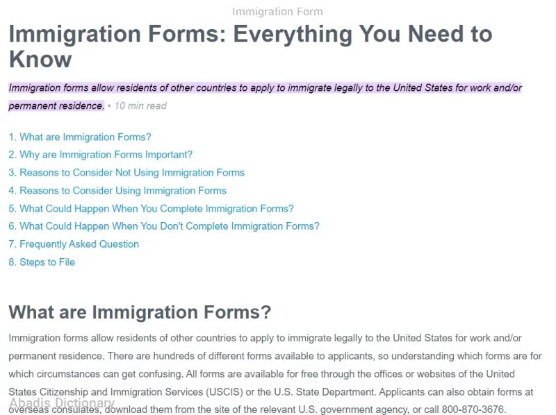 immigration form